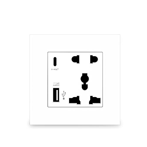 HASTHIP® 18W Wall Socket Type C & 3.6A USB Wall Socket Wall Charger with USB Type C & Type A Ports, USB Charger for iPhone/iPad/Samsung/LG/HTC/Android Devices(White) HASTHIP® 18W Wall Socket Type C & 3.6A USB Wall Socket Wall Charger with USB Type C & Type A Ports, USB Charger for iPhone/iPad/Samsung/LG/HTC/Android Devices(White)